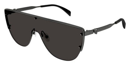 Alexander McQueen AM0457S Geometric Sunglasses in Dark Grey Lenses With Ruthenium Frame, front view