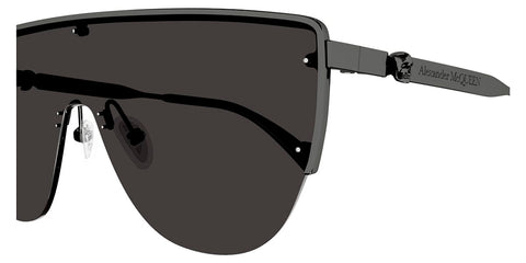 Alexander McQueen AM0457S Geometric Sunglasses in Dark Grey Lenses With Ruthenium Frame, angle view