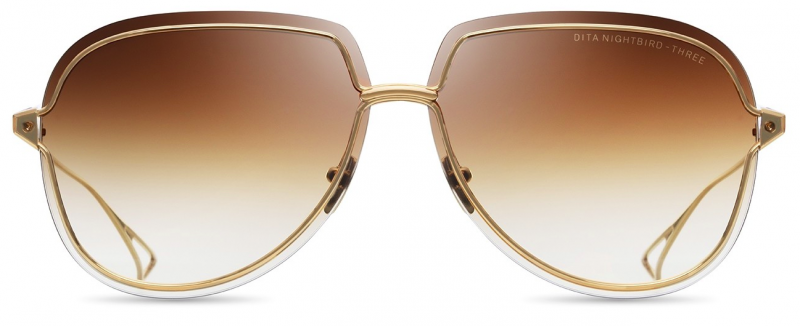 DITA NIGHTBIRD THREE Aviator Sunglasses in Brown Gradient Gold, angle view