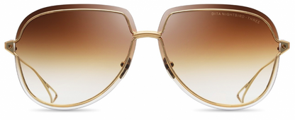 DITA NIGHTBIRD THREE Aviator Sunglasses in Brown Gradient Gold, angle view