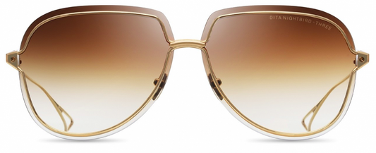 DITA NIGHTBIRD THREE Aviator Sunglasses in Brown Gradient Gold, angle view