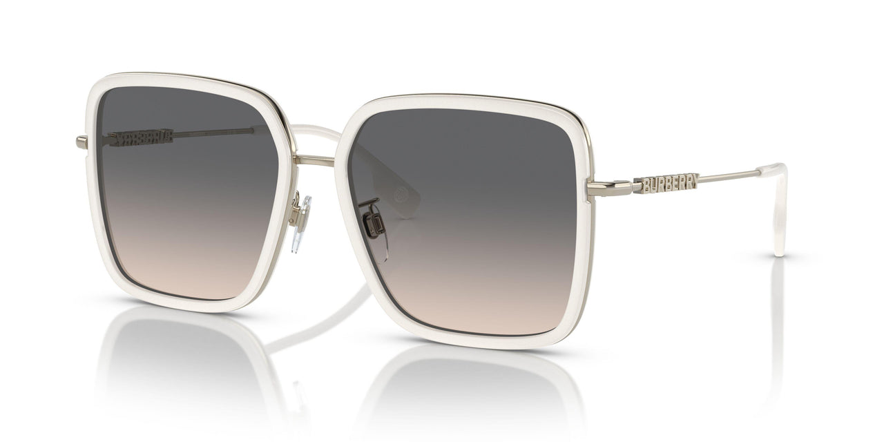 Burberry BE3145/S Square Sunglasses in Light Brown Gradient Grey Lenses With Ivory Frame, front view