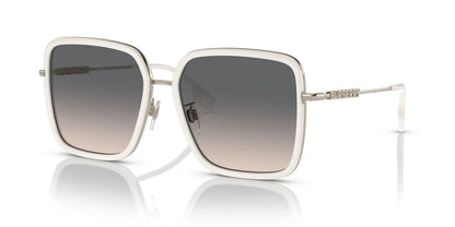 Burberry BE3145/S Square Sunglasses in Light Brown Gradient Grey Lenses With Ivory Frame, front view