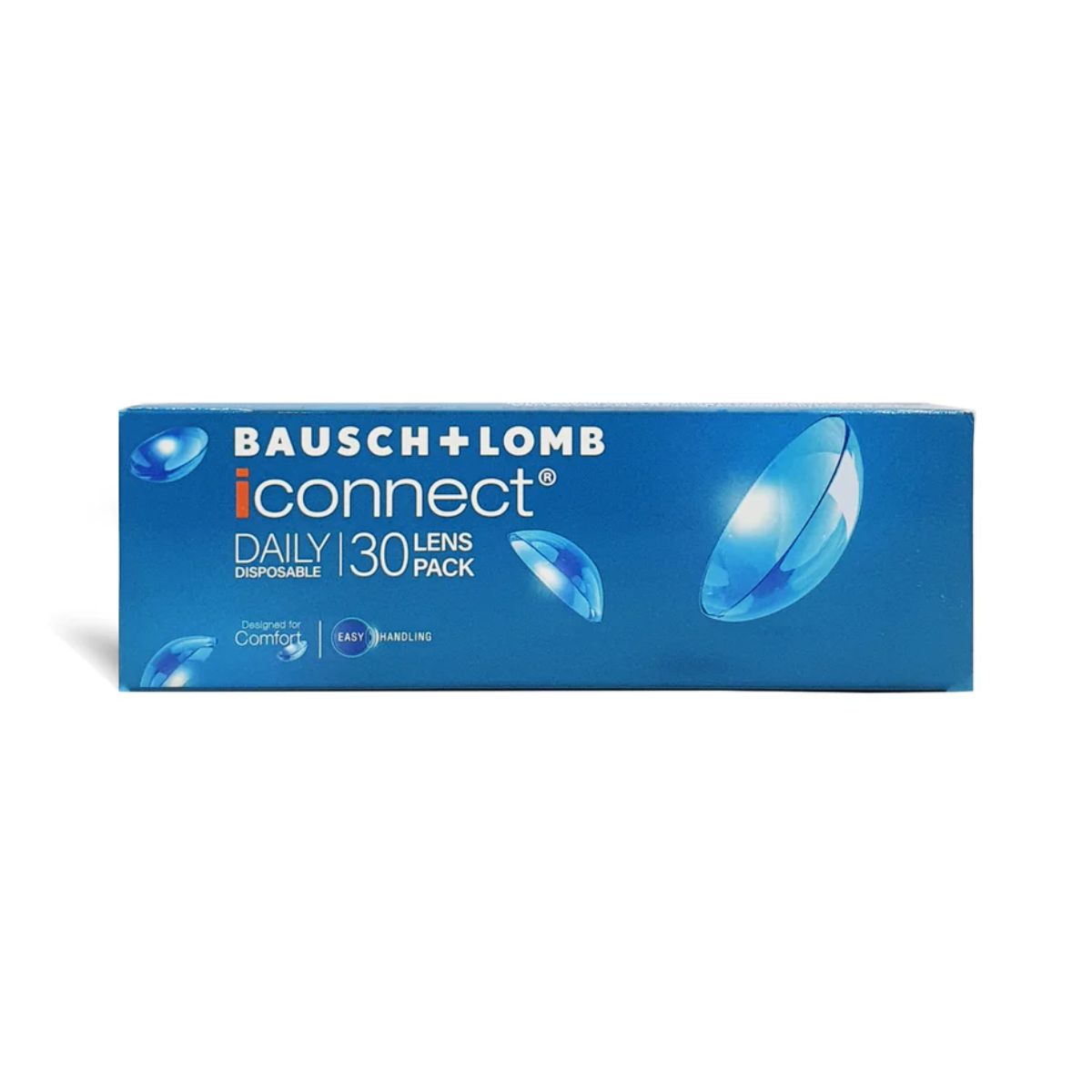 Bausch + Lomb iConnect Daily Disposable Contact Lenses box, front view