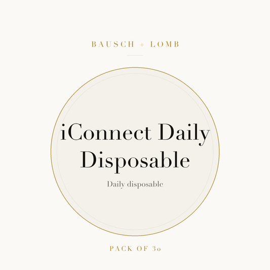 Bausch + Lomb iConnect Daily Disposable Contact Lenses on ivory plate