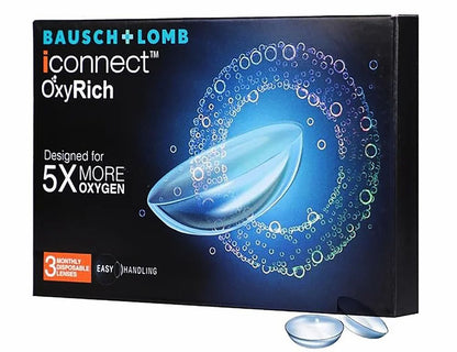 Bausch + Lomb iConnect OxyRich Contact Lenses box, front view