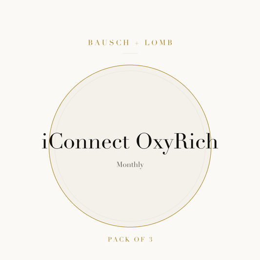 Bausch + Lomb iConnect OxyRich Contact Lenses on ivory plate
