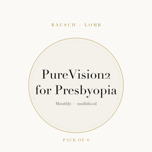 Bausch + Lomb PureVision2 for Presbyopia Contact Lenses on ivory plate