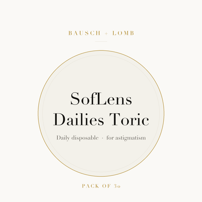 Bausch + Lomb SofLens Dailies Toric Contact Lenses on ivory plate