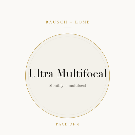Bausch + Lomb Ultra Multifocal Contact Lenses on ivory plate
