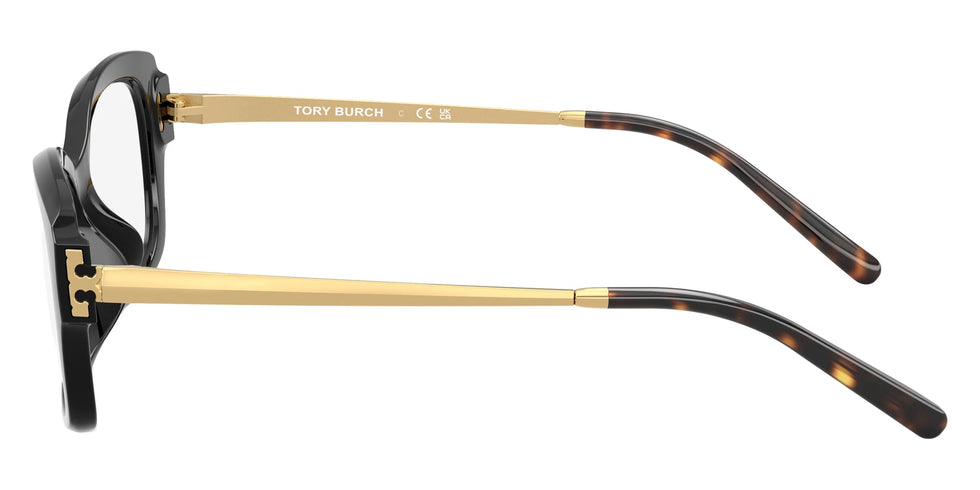 Tory Burch TY4015U Rectangle Eyeglasses in Satin Black, angle view