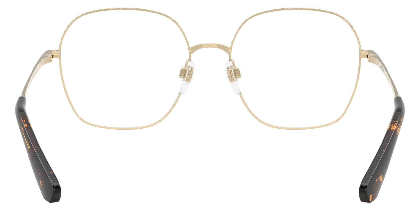 Burberry BE1399 Square Eyeglasses in Clear Demo Lenses With Light Gold Frame And Havana Temples, detail view