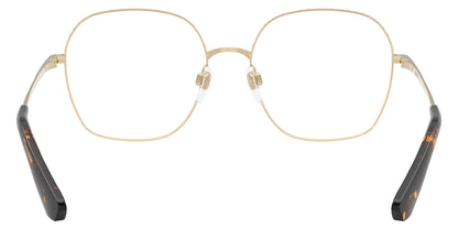 Burberry BE1399 Square Eyeglasses in Clear Demo Lenses With Light Gold Frame And Havana Temples, detail view