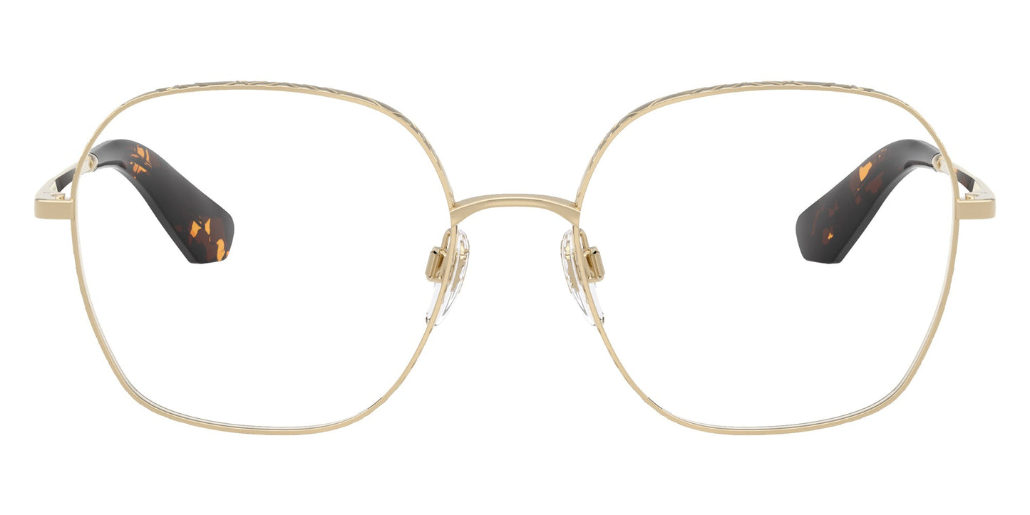 Burberry BE1399 Square Eyeglasses in Clear Demo Lenses With Light Gold Frame And Havana Temples, back view