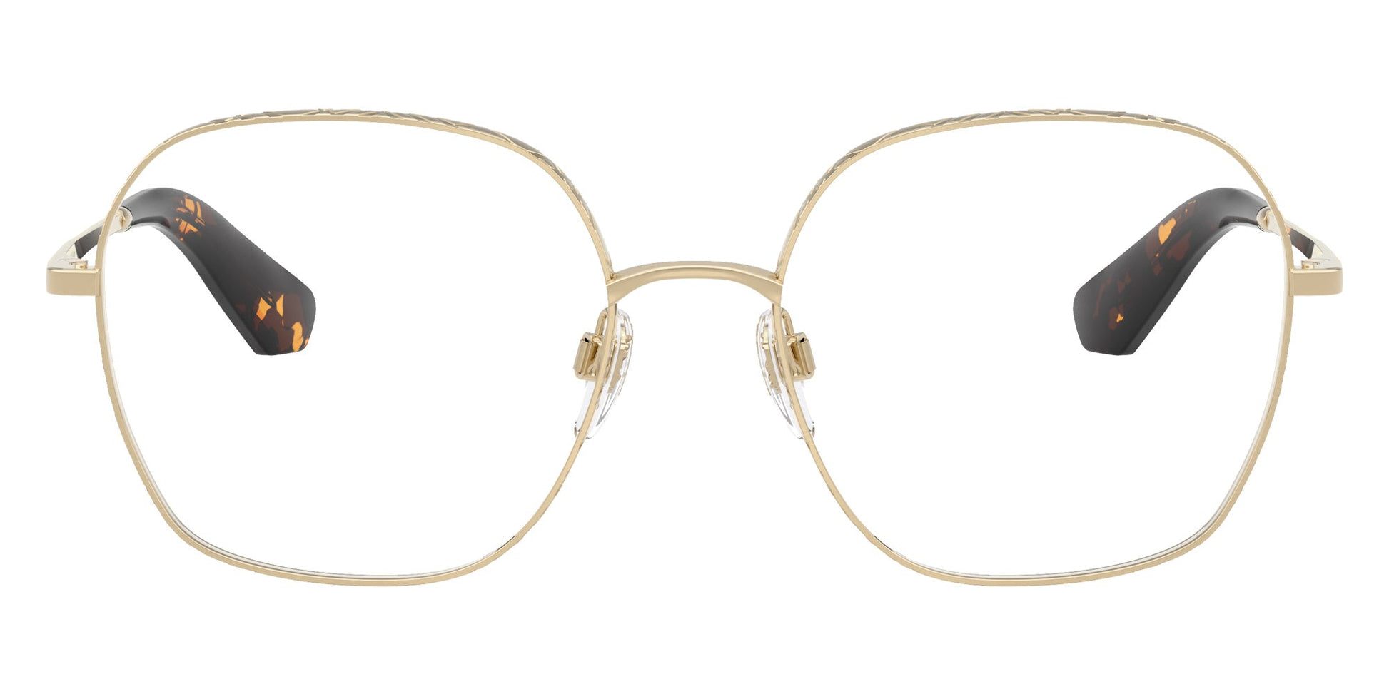 Burberry BE1399 Square Eyeglasses in Clear Demo Lenses With Light Gold Frame And Havana Temples, back view