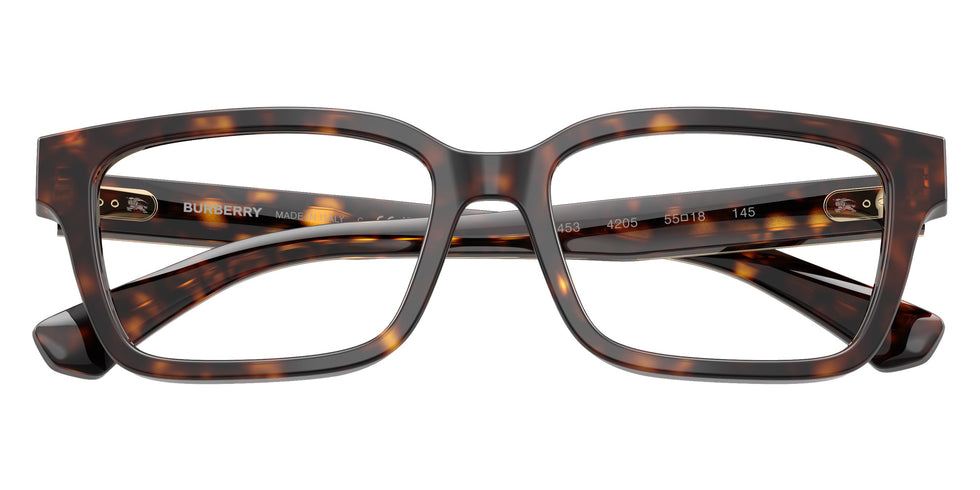 Burberry BE2453 Rectangle Eyeglasses in Clear Lenses With Dark Havana Frame, front view