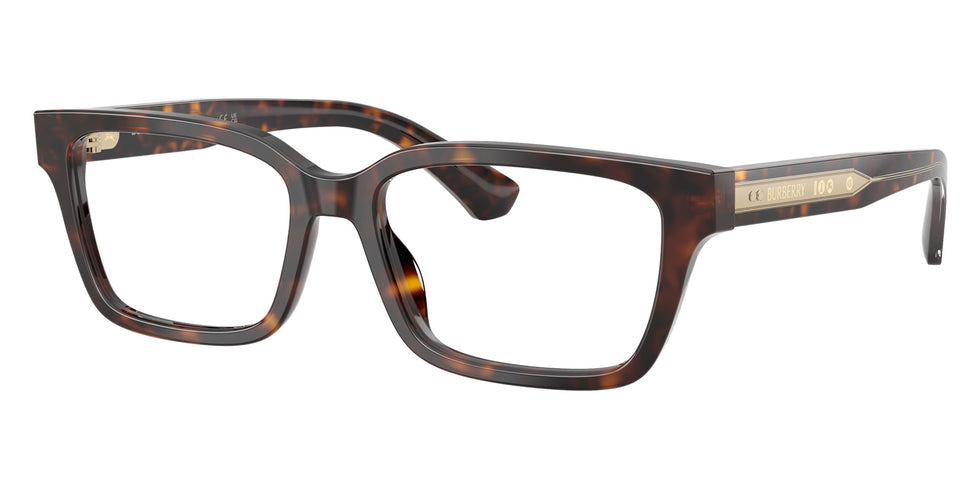 Burberry BE2453 Rectangle Eyeglasses in Clear Lenses With Dark Havana Frame, angle view