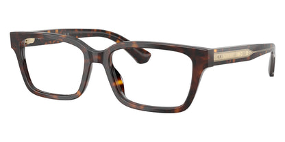 Burberry BE2453 Rectangle Eyeglasses in Clear Lenses With Dark Havana Frame, angle view
