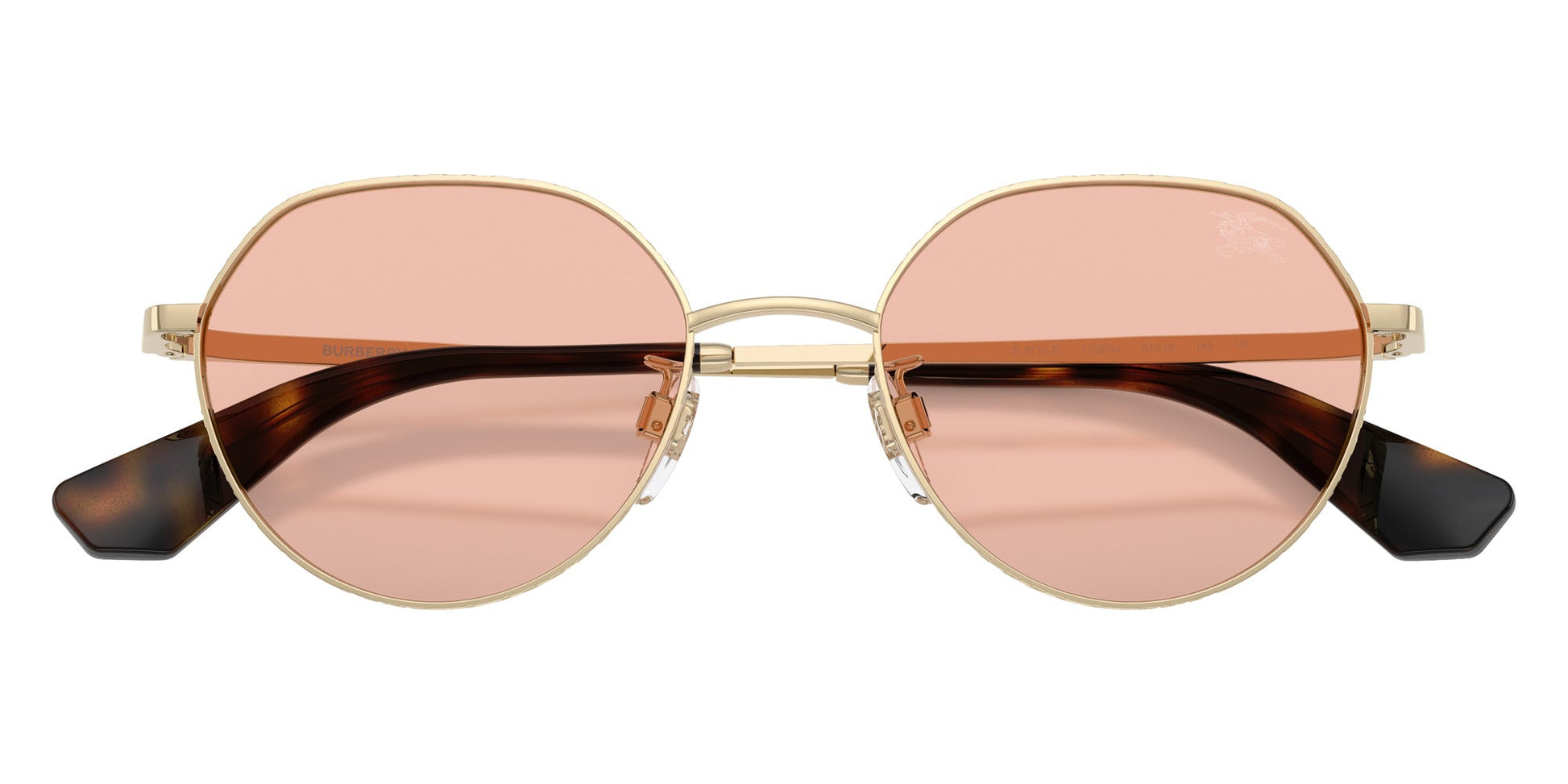 Burberry BE3173/S Round Sunglasses in Solid Dark Pink Lenses With Light Gold Frame, back view