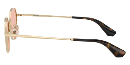 Burberry BE3173/S Round Sunglasses in Solid Dark Pink Lenses With Light Gold Frame, angle view