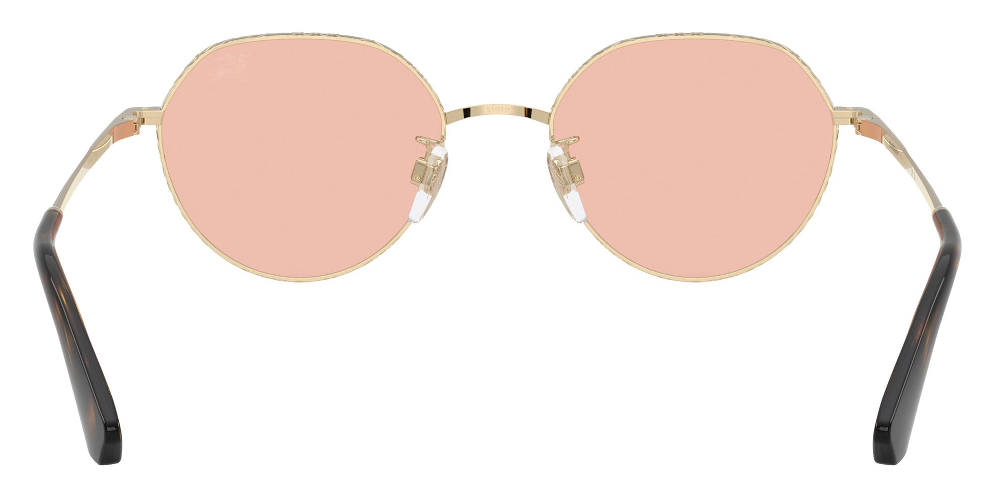 Burberry BE3173/S Round Sunglasses in Solid Dark Pink Lenses With Light Gold Frame, angle view