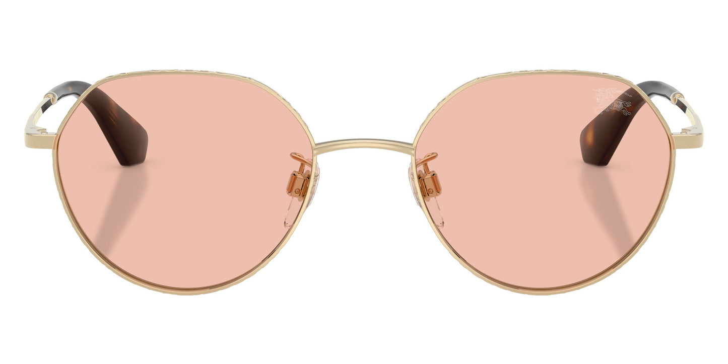 Burberry BE3173/S Round Sunglasses in Solid Dark Pink Lenses With Light Gold Frame, front view