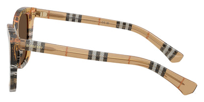 Burberry BE4487/S Square Sunglasses in Dark Brown Lenses With Check Sand Frame, side view