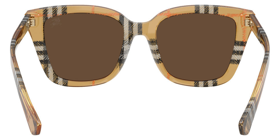Burberry BE4487/S Square Sunglasses in Dark Brown Lenses With Check Sand Frame, back view