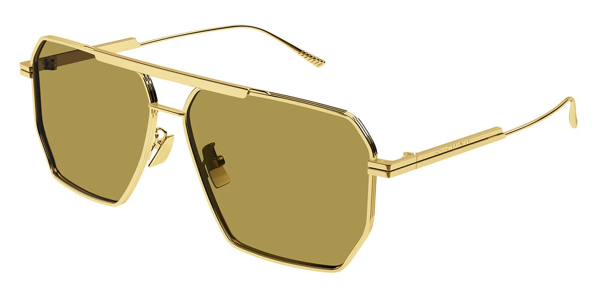 Bottega Veneta BV1012S Aviator Sunglasses in Brown Lenses With Gold Frame, front view