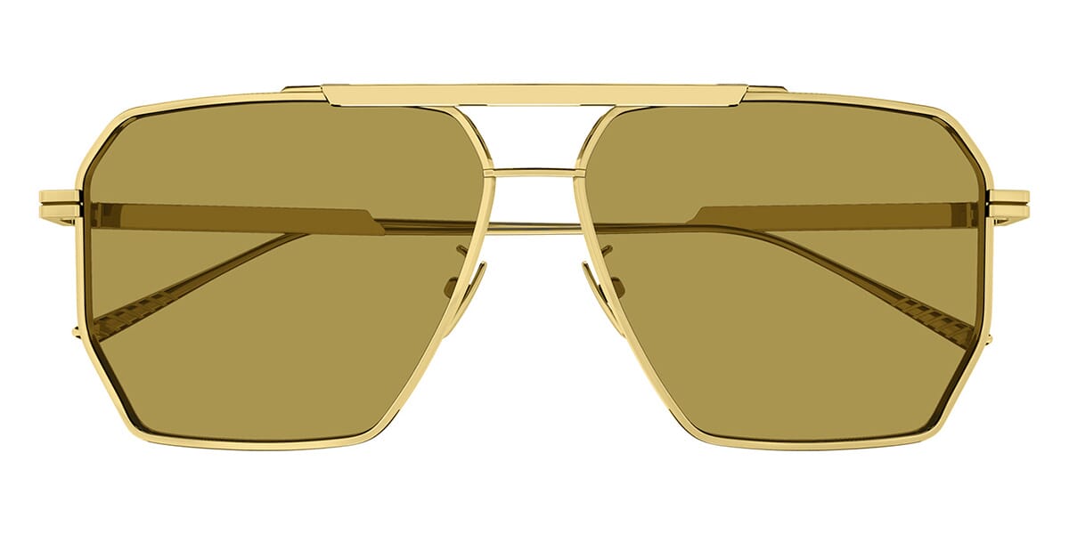 Bottega Veneta BV1012S Aviator Sunglasses in Brown Lenses With Gold Frame, side view