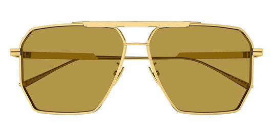 Bottega Veneta BV1012S Aviator Sunglasses in Brown Lenses With Gold Frame, side view