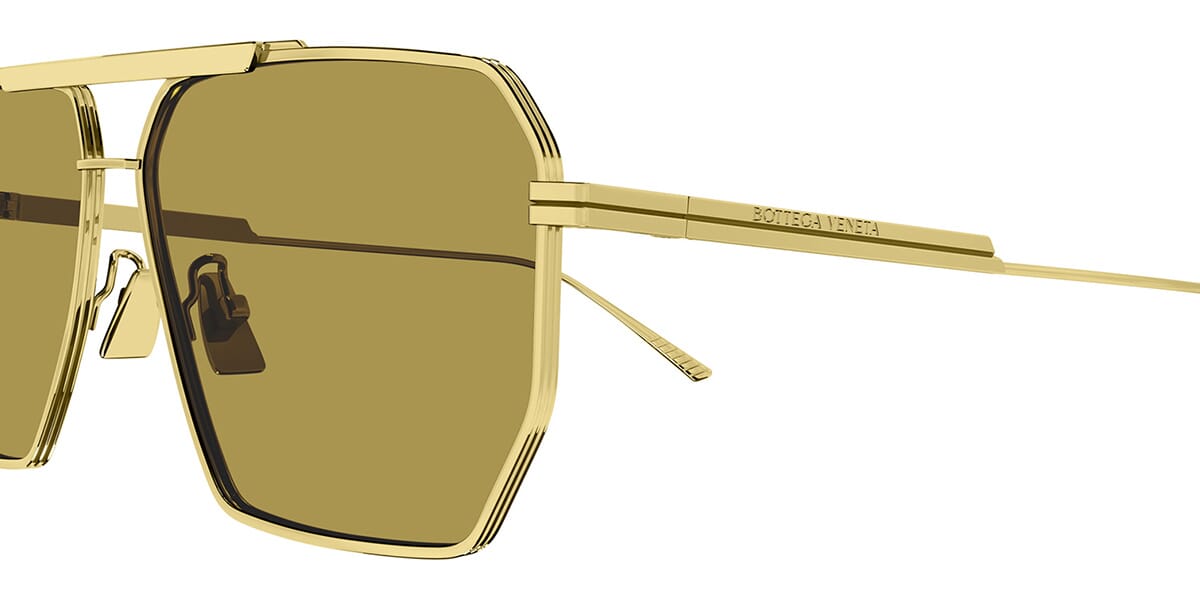 Bottega Veneta BV1012S Aviator Sunglasses in Brown Lenses With Gold Frame, angle view