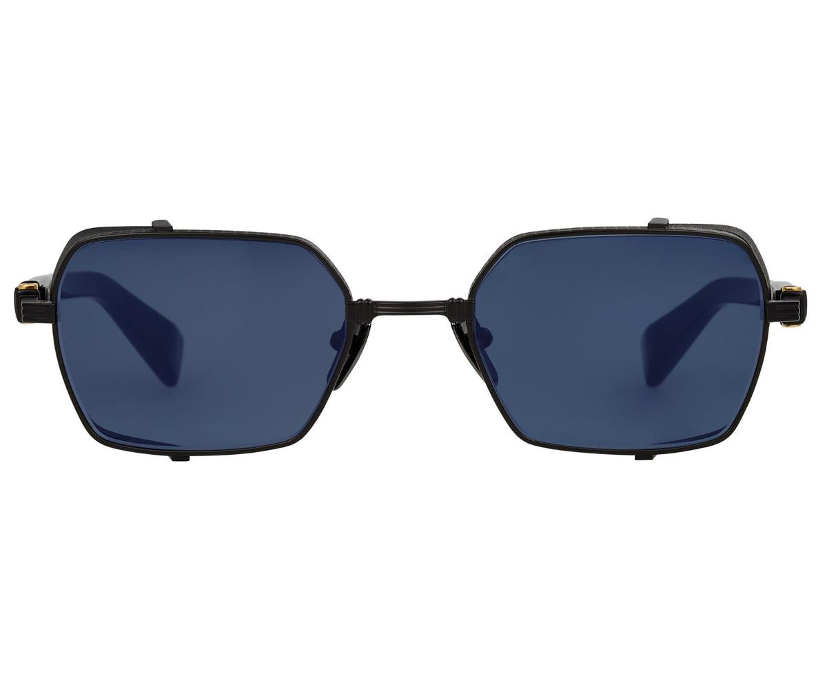 Balmain BRIGADE III Geometric Sunglasses in Blue Lenses With Matte Black Frame, front view