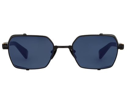 Balmain BRIGADE III Geometric Sunglasses in Blue Lenses With Matte Black Frame, front view