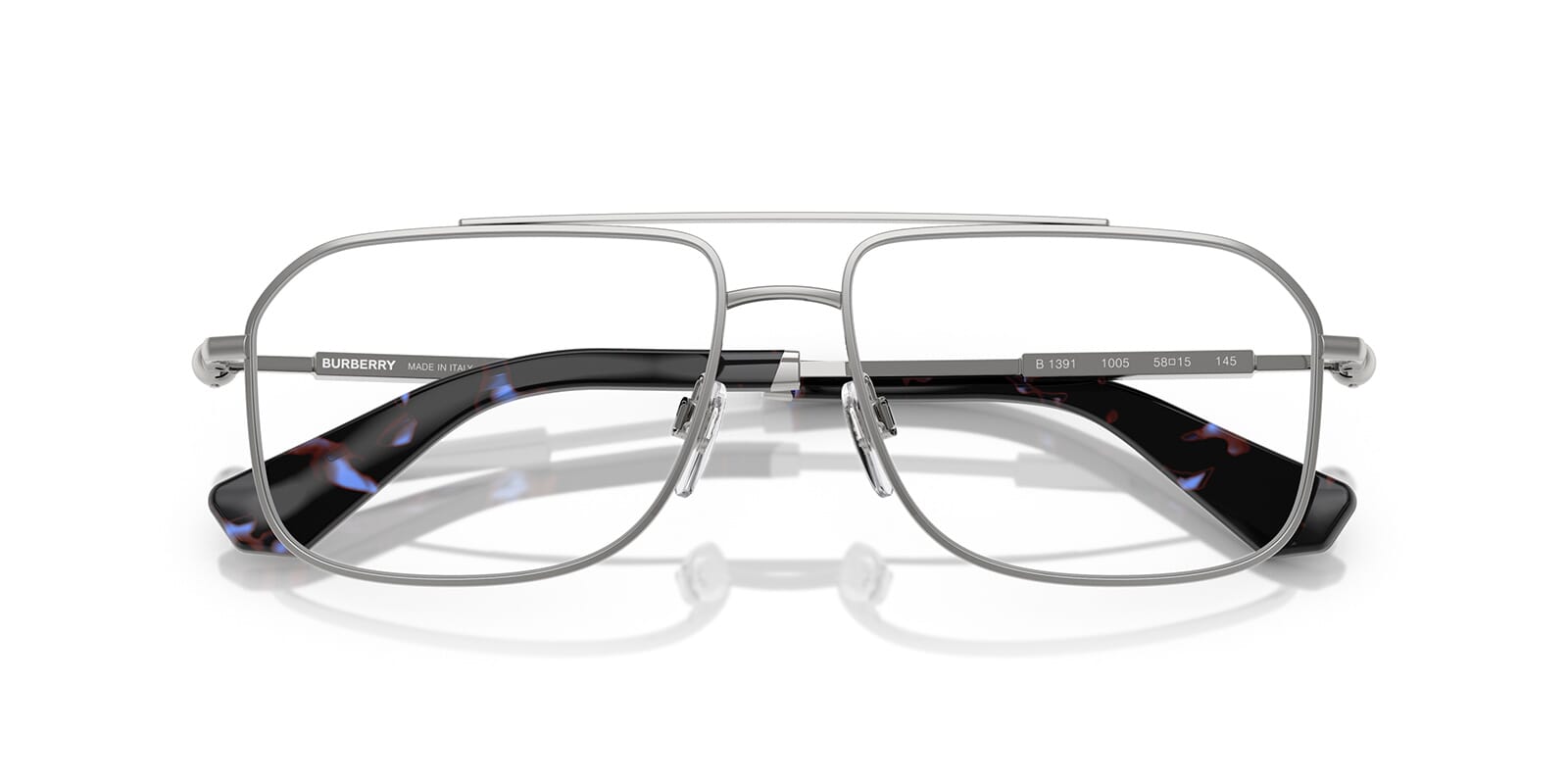 Burberry BE1391 Rectangle Eyeglasses in Silver Frame, back view