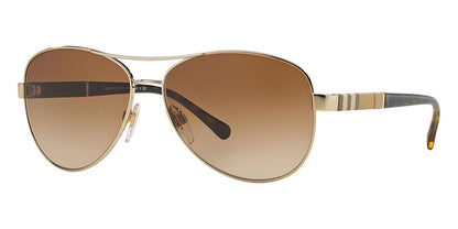 Burberry BE3080S Aviator Sunglasses in Brown Gradient Lenses With Light Gold Frame, front view
