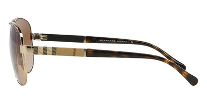 Burberry BE3080S Aviator Sunglasses in Brown Gradient Lenses With Light Gold Frame, angle view