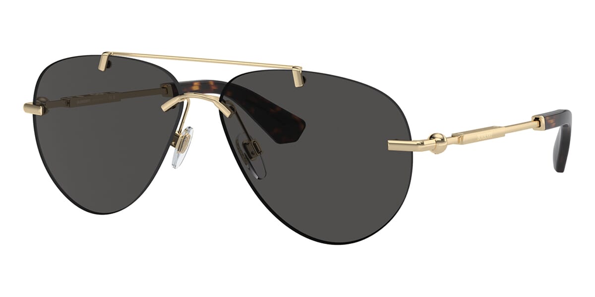 Burberry BE3151/S Aviator Sunglasses in Solid Grey Lenses With Gold Frame, front view