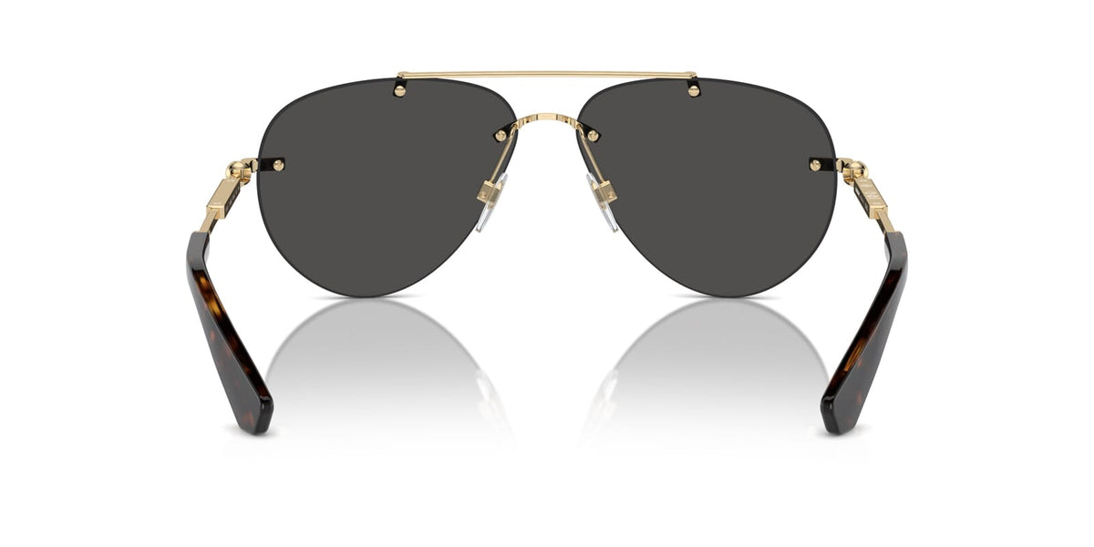 Burberry BE3151/S Aviator Sunglasses in Solid Grey Lenses With Gold Frame, detail view