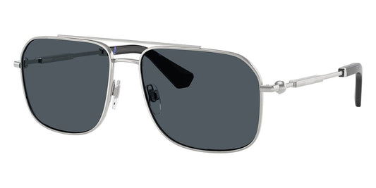 Burberry BE3159/S Square Sunglasses in Dark Grey Lenses With Silver Frame, front view