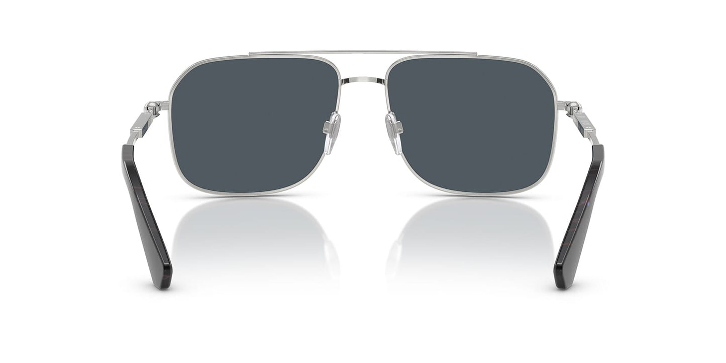Burberry BE3159/S Square Sunglasses in Dark Grey Lenses With Silver Frame, detail view