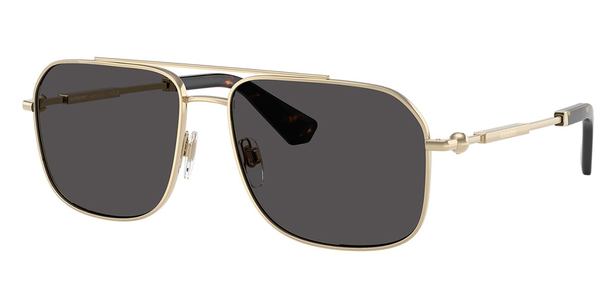 Burberry BE3159/S Square Sunglasses in Dark Grey Lenses With Light Gold Frame, front view