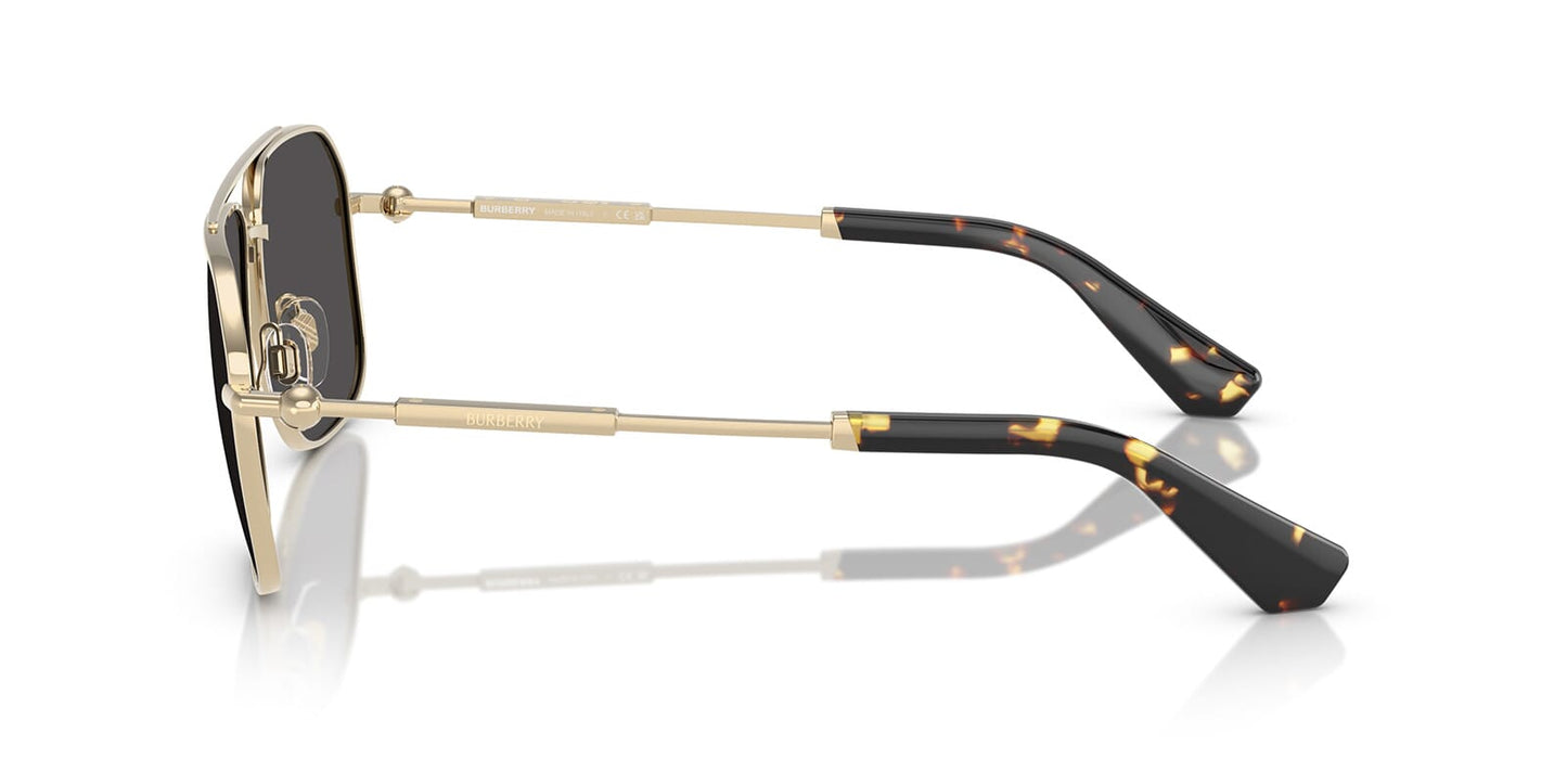 Burberry BE3159/S Square Sunglasses in Dark Grey Lenses With Light Gold Frame, angle view