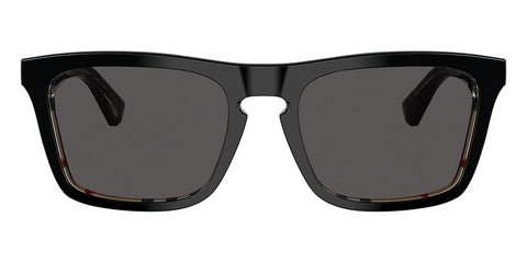 Burberry BE4434/S Square Sunglasses in Dark Grey Lenses With Black On Vintage Check Frame, angle view