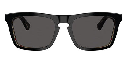 Burberry BE4434/S Square Sunglasses in Dark Grey Lenses With Black On Vintage Check Frame, angle view