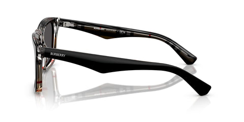 Burberry BE4434/S Square Sunglasses in Dark Grey Lenses With Black On Vintage Check Frame, side view
