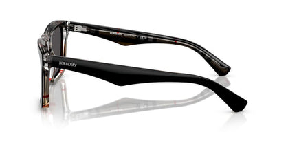 Burberry BE4434/S Square Sunglasses in Dark Grey Lenses With Black On Vintage Check Frame, side view