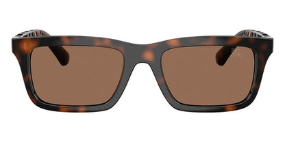 Burberry BE4475U Rectangle Sunglasses in Dark Brown Lenses With Dark Havana Frame, angle view