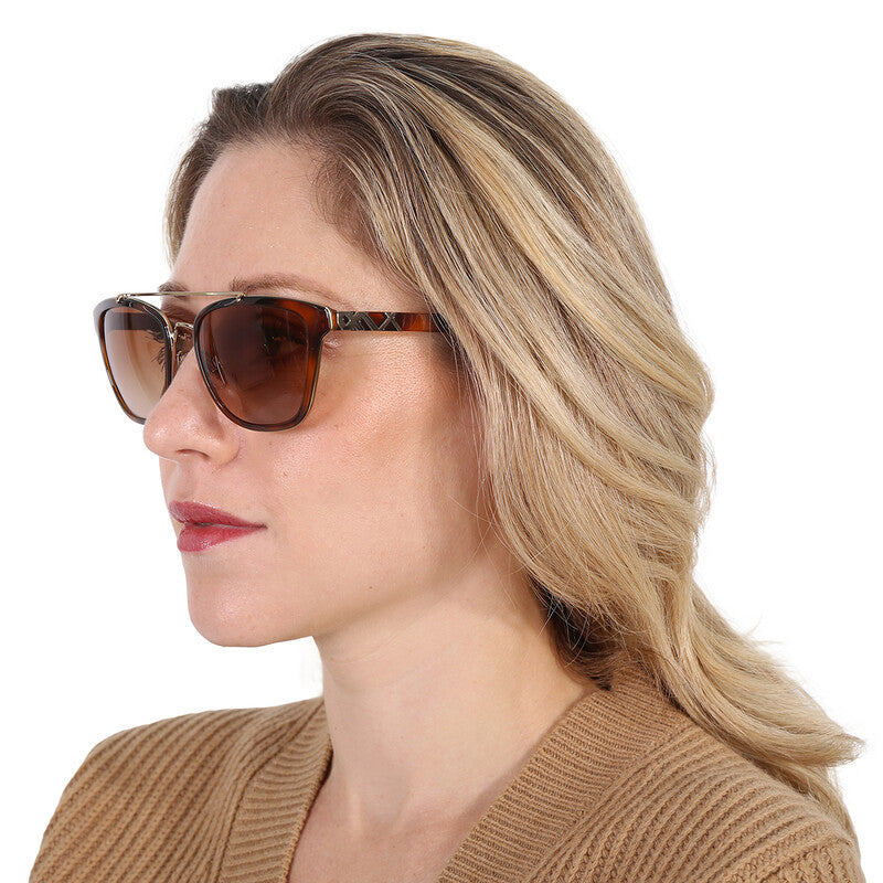 Burberry BE4240S Cat Eye Sunglasses in Brown Gradient Lenses With Havana Gold Frame, angle view