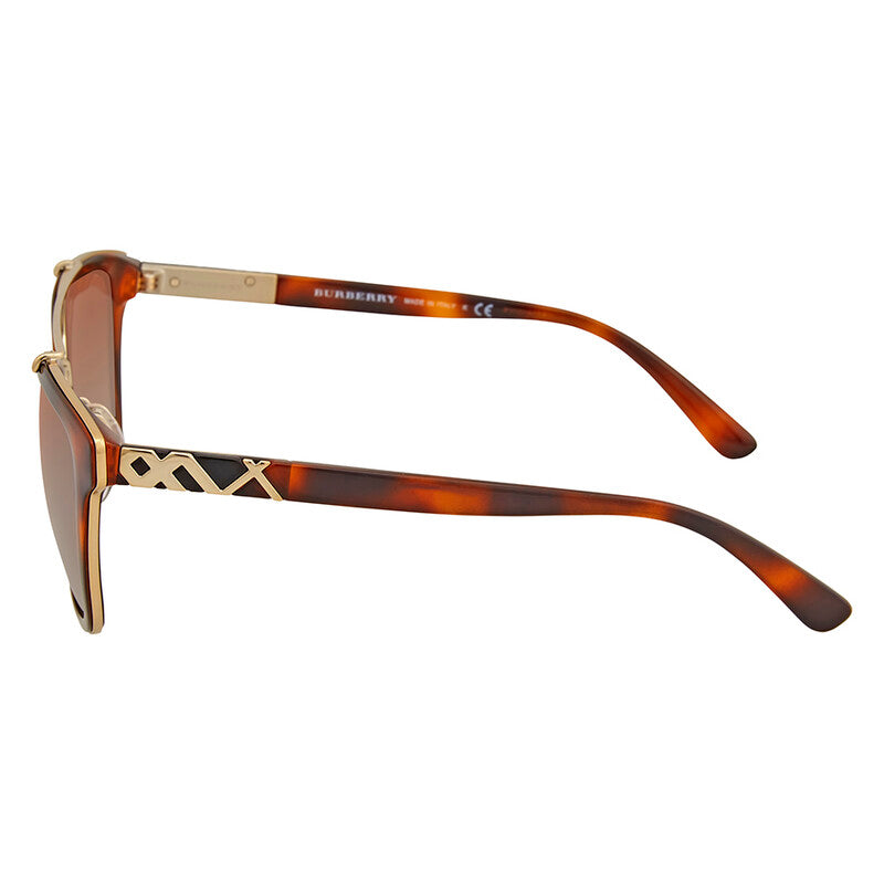 Burberry BE4240S Cat Eye Sunglasses in Brown Gradient Lenses With Havana Gold Frame, detail view